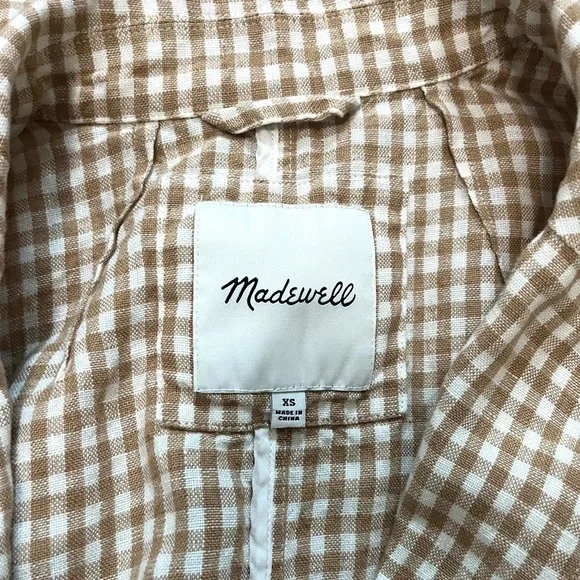 Madewell Linen Dorset Blazer in Gingham Check, Size: XS - Picture 4 of 6